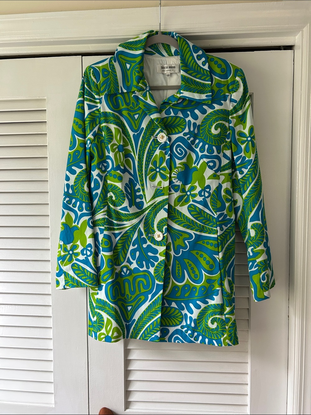 Skirtin Around Blue & Green Paisley Trench Coat